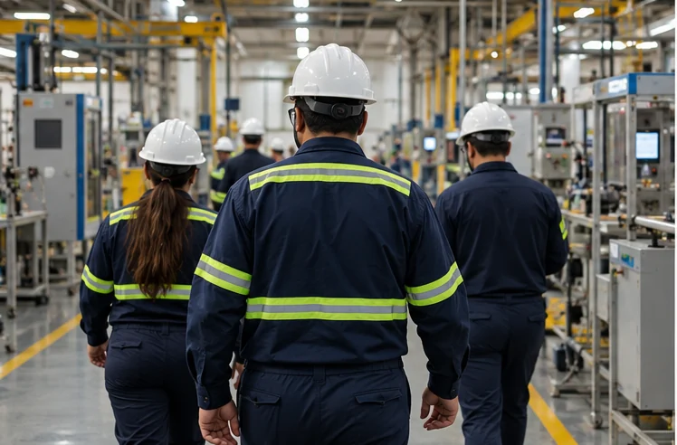 Personal trabaja en una planta industrial de Sonora. Imagen creada con IA; es ilustrativa y no documental.